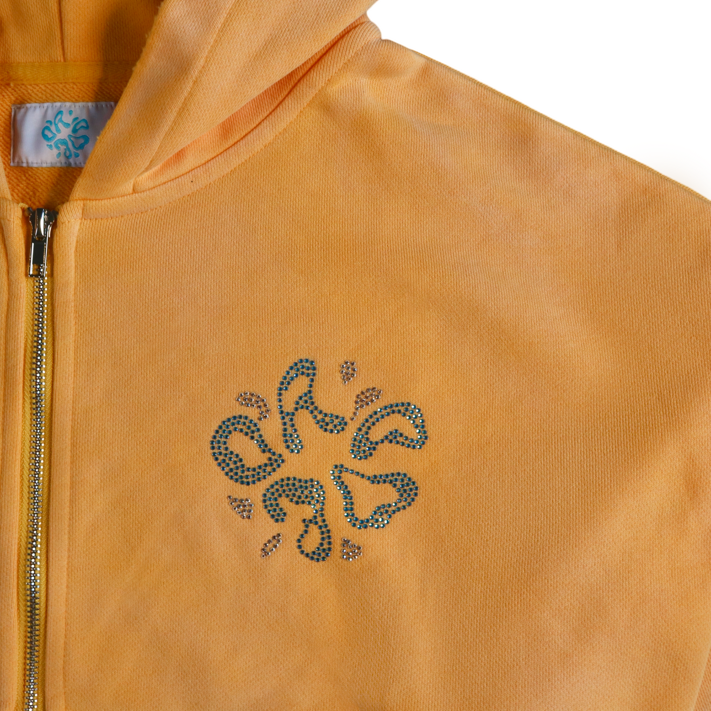 FADED RHINESTONE ZIP-UP HOODIE