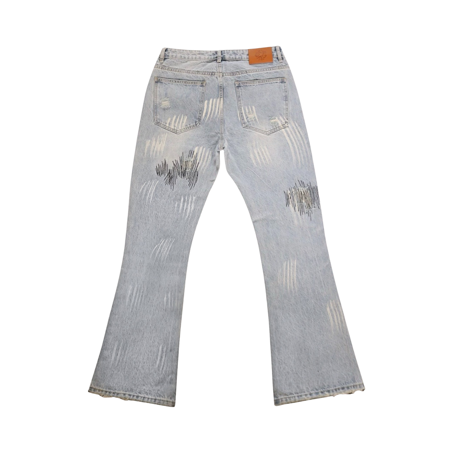 EMBROIDERY FLARE DENIM PANTS