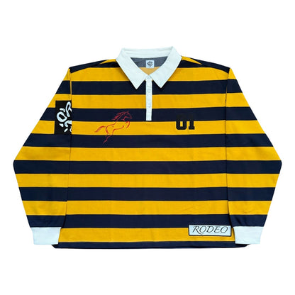 STRIPED RUGBY POLO (YELLOW/NAVY)