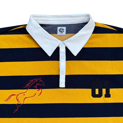 STRIPED RUGBY POLO (YELLOW/NAVY)